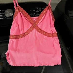 Cute pink cotton and lace camisole